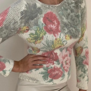 Vintage Angora Blend Floral Print Pullover