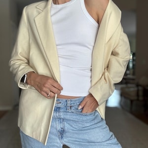 Vintage 90s Pure Wool Creamy White Classic Blazer