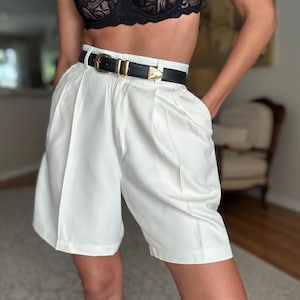 Vintage TOMMY BAHAMA Pure Silk Creamy White High Waisted Bermuda Shorts