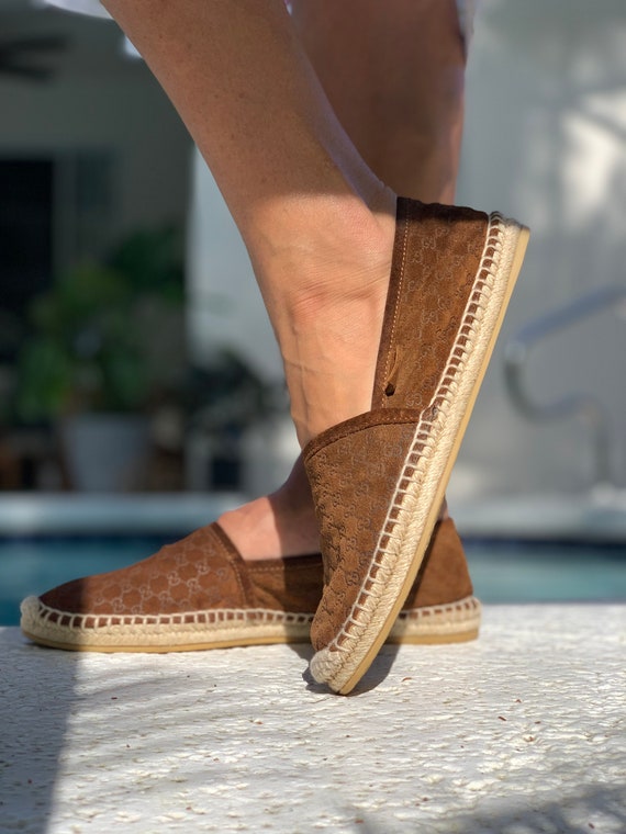 GUCCI Running GG Logo Brown Suede Espadrilles - Etsy Canada GUCCI Running GG Logo Brown Suede Espadrilles - Etsy Canada