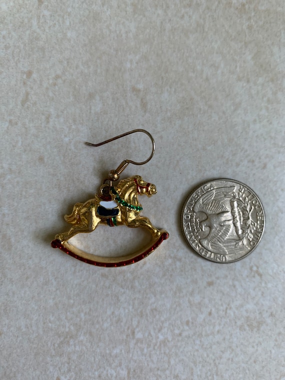 Vintage Gold Tone Carousel Horse Earrings