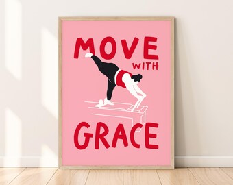 Pilates Reformer Pose Printable Wall Art, Body positive Quote Poster, Plus Size Curvy Woman Pilates Illustration, Cute Pilates Lover Gift
