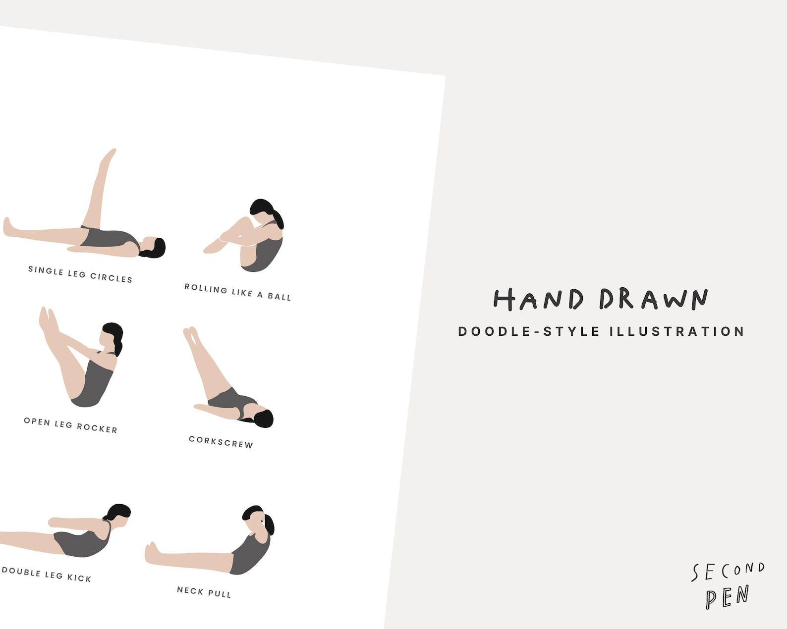 34 Classical Mat Pilates Exercises Printable Wall Art, Pilates Studio ...