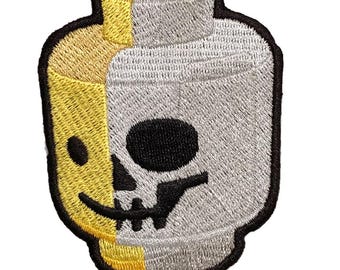Lego Skull Patch, Embroidered Iron On, Goth Punk Accessory