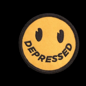 depressed smiley embroidered patch
