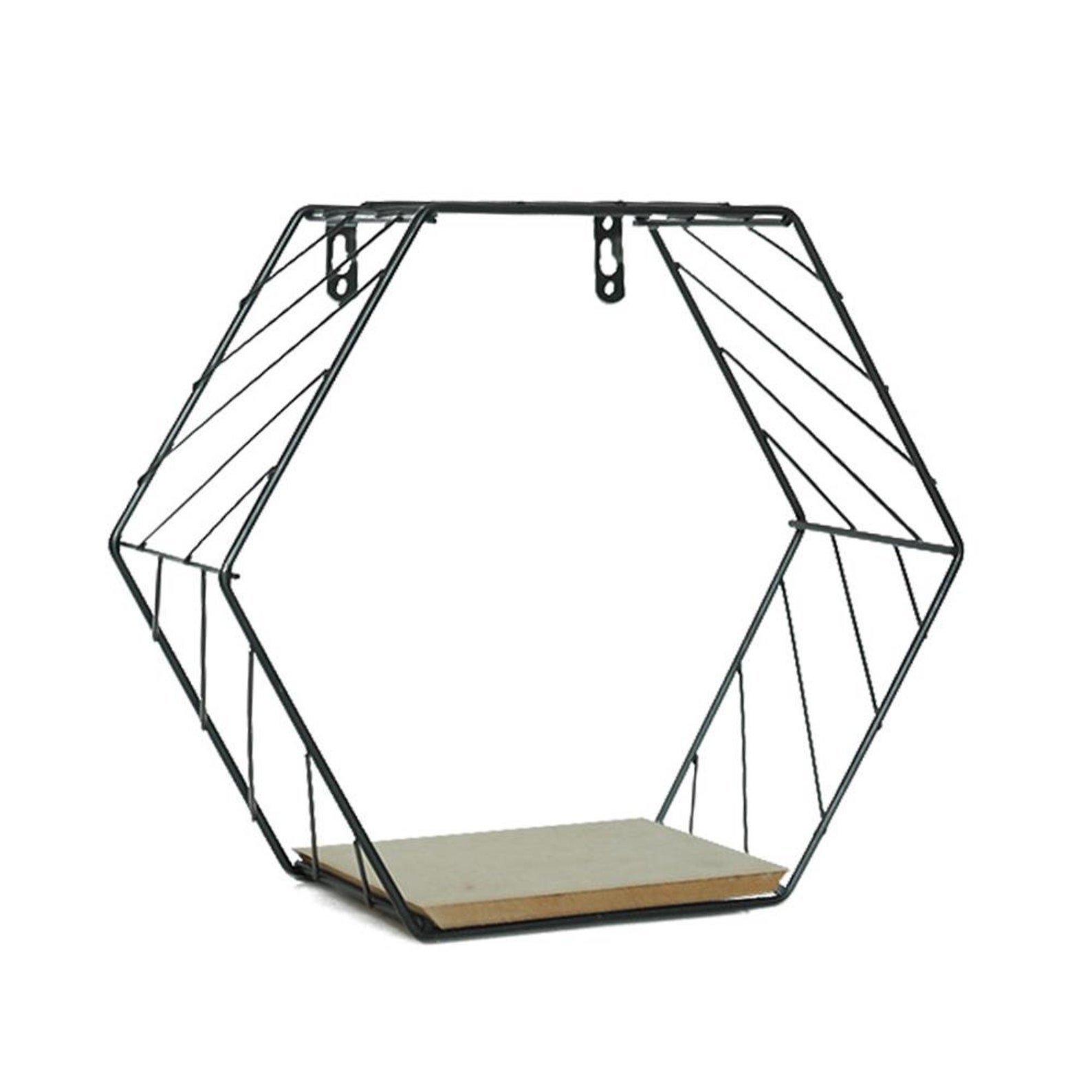 Wall Mounted Hexagonal Ironwood Shelf Living Etsy
