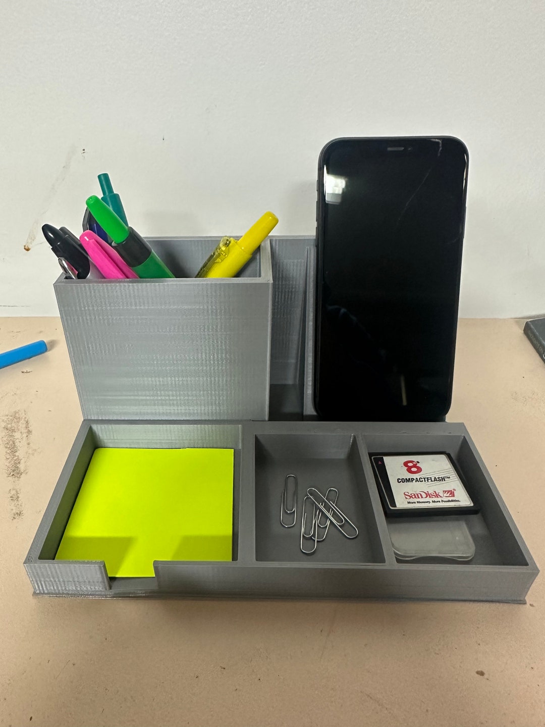 Desktop Organizer Pen Holder With Phone Stand Cell Phone Etsy