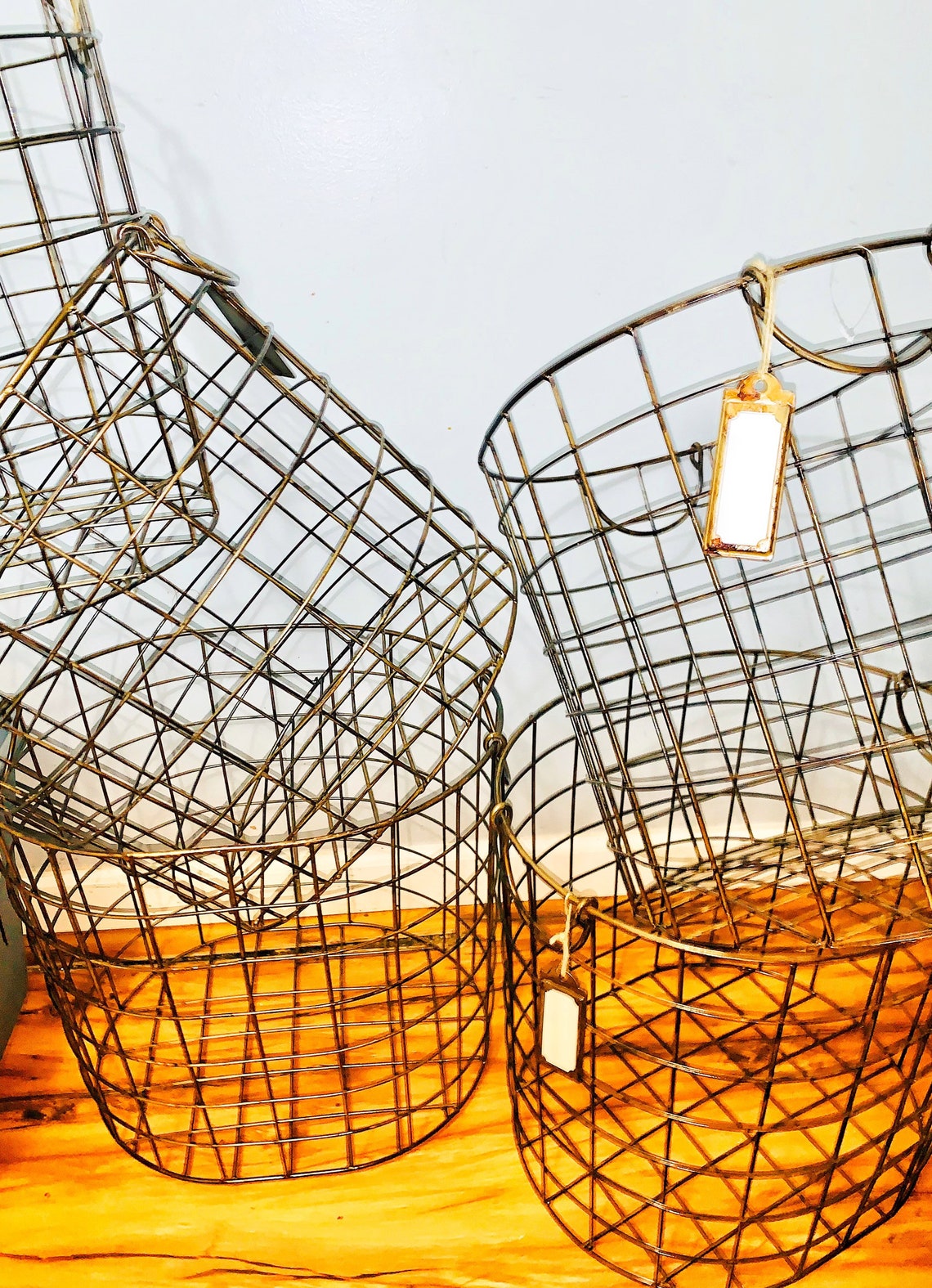 Large Vintage Wire Basket home decor storage baskets Etsy