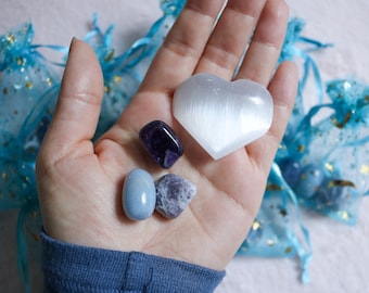 Sleepy Time Bedtime Pocket Crystal Set // Prevent Nightmares // Insomnia // Sweet Dreams // Intuition // Selenite Addon Option