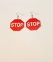 Stop sign earrings, Novelty earrings, paper earrings, Laminated earrings, retro earrings,Silver dangle earrings, 80's and 90 earrings 