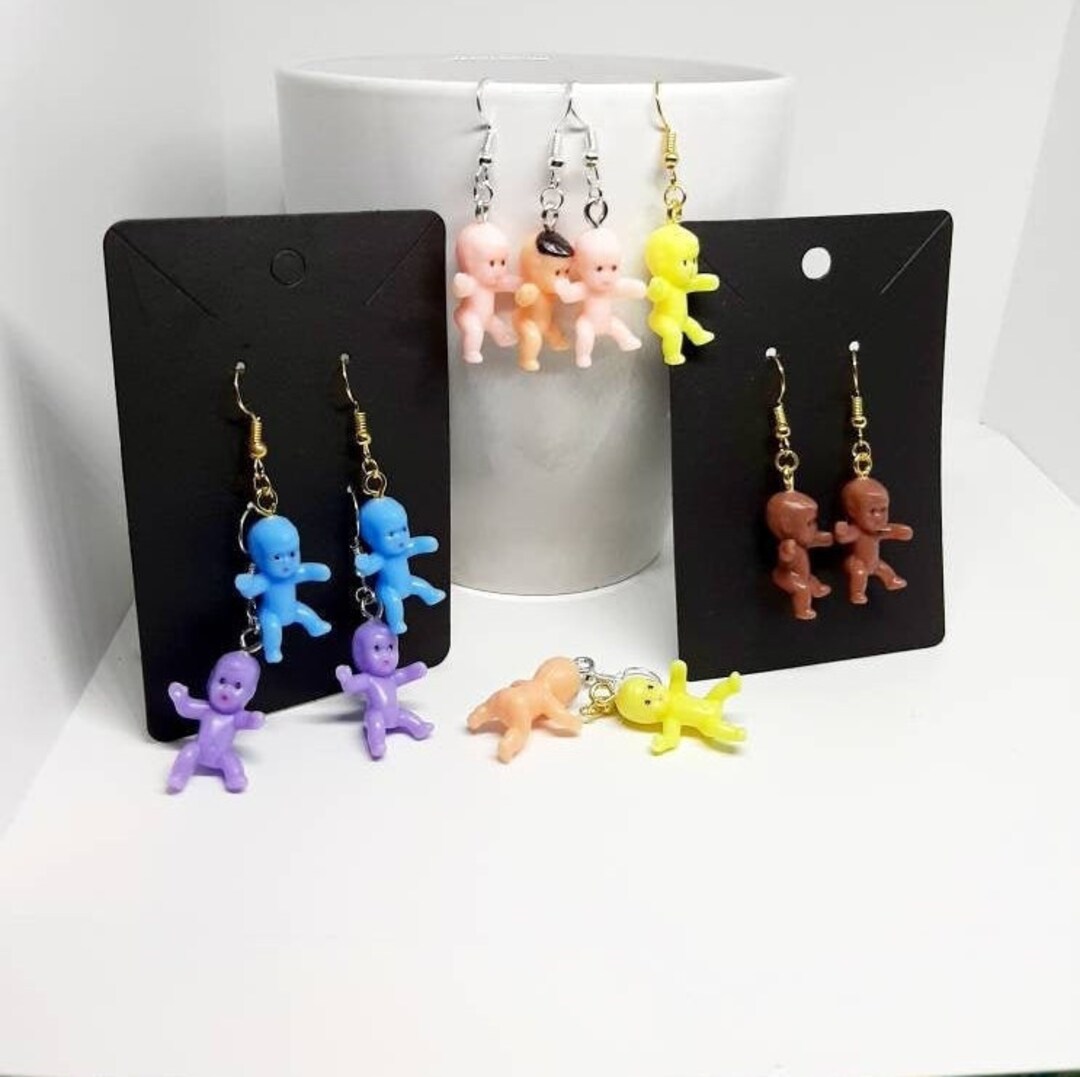Baby Earrings, Novelty Earrings, Plastic Baby Earrings, Cute Earrings
