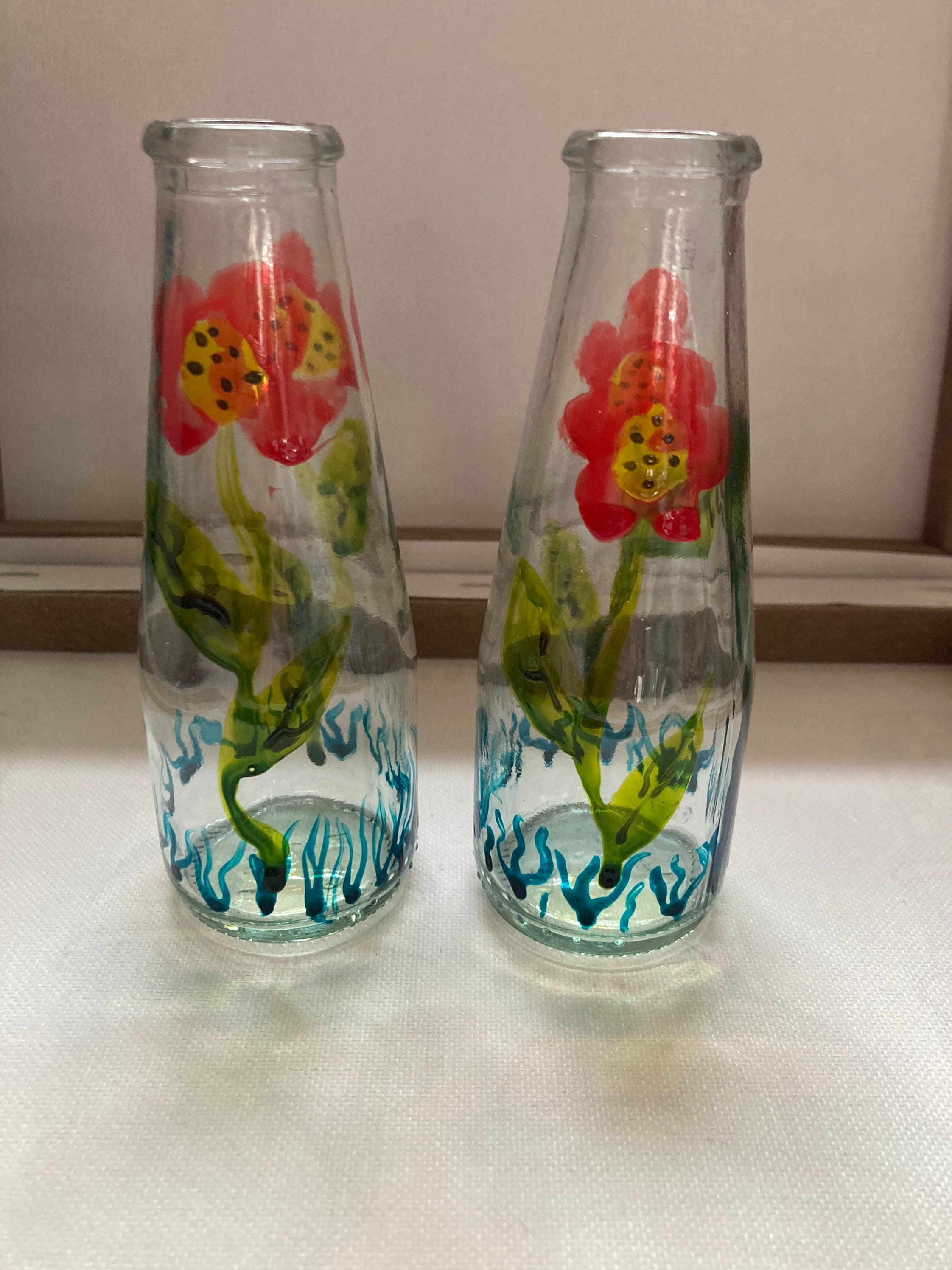 Set of two single stem vases Etsy