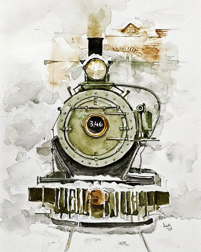 Watercolor Print Of Magical Train Print Of Watercolor Etsy