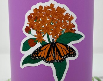 Monarch Butterfly Vinyl Sticker: Pollinator Decal for Laptop, Water Bottle