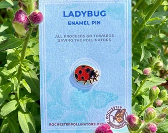 Tiny Ladybug Enamel Pin: Gold Brooch, Memorial Jewelry