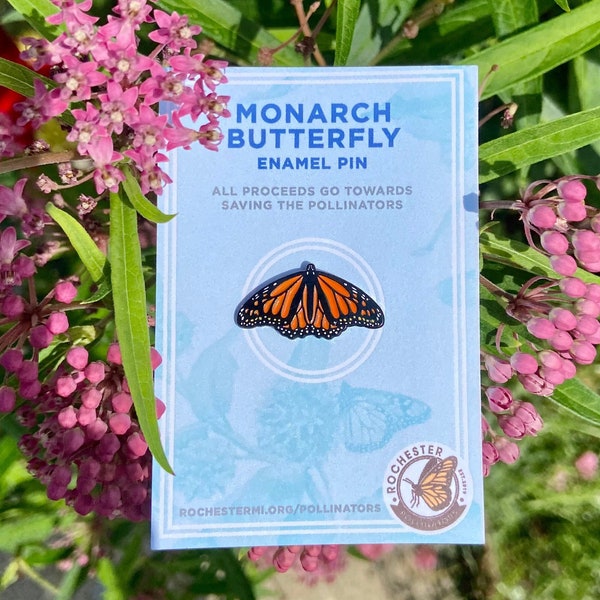 Monarch Butterfly Enamel Pin, Tiny Butterfly Brooch, Small Memorial Pin, Pin For Backpack, Gardener Gifts Under 15 For Nature Lovers