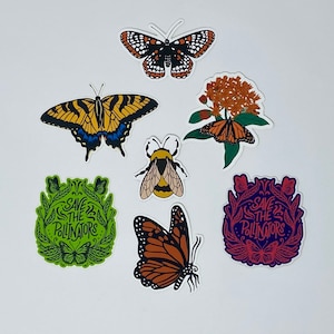 Save The Pollinators Sticker Set, Butterfly Sticker Pack, Vinyl Butterfly Decal, For Water Bottle, Laptop, Car Bumper