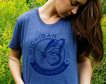 Michigan Pollinators Shirt, Monarch Butterfly Conservation T-Shirt, Rochester Pollinators, Butterfly Tee, For Women, For Men, Nature Lovers