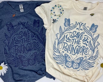 Monarch Butterfly T-Shirt: Save The Pollinators Wildflower Top