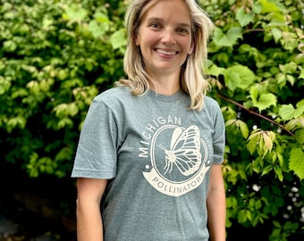 Michigan Pollinators T-Shirt: Butterfly Conservation Tee, Made in Michigan