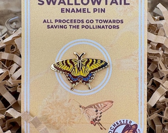 Tiger Swallowtail Enamel Pin: Yellow Butterfly Brooch, Garden Gift