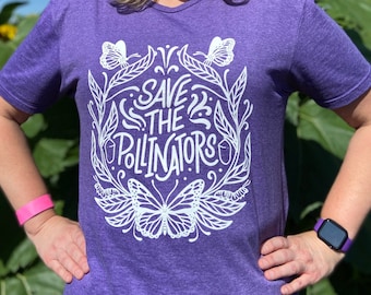 Purple Butterfly Shirt For Women, Monarch Butterfly T-Shirt, Save The Pollinators, Native Plant Tee, Wildflower Top, For Men, Nature Lovers