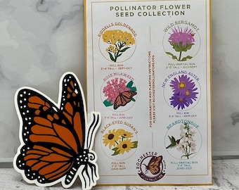 Pollinator Garden Flower Seed Mix, Michigan Native Plant Seeds, Midwest Wildflower Seed Packets, 6 Types To Attract Butterflies Birds Bees
