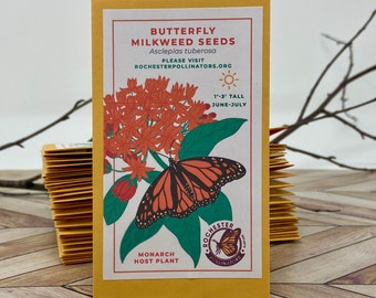 Butterfly Milkweed Seeds, Michigan Native Plant Seeds, Flower Packets, Asclepius Tuberosa, Pollinator Garden, Perennial Wildflowers