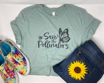 Monarch Butterfly Shirt, Save The Pollinators T-Shirt, Butterfly Tee, Bee Top, Butterfly Conservation Shirt, For Women, Men, Nature Lover