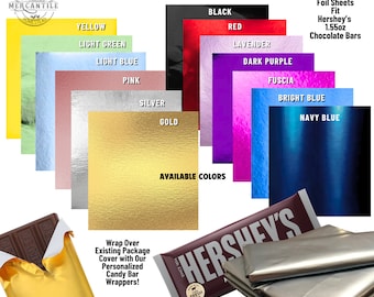Foil Sheets MANY COLORS  Foil Wrappers for 1.55oz Hershey Candy Bars
