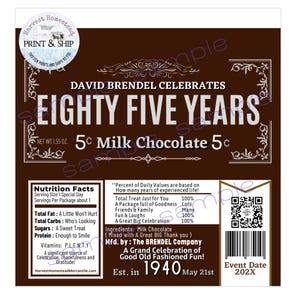 Birth Year Candy Bar Wrappers: Milestone Birthday Favors image 4