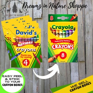 Crayon Box Sticker Birthday Favors for Goody Loot Bags or Boxes
