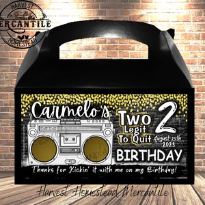 2 TWO Legit to Quit 2ND Birthday HIP HOP Party Goody Loot Boxes Favors