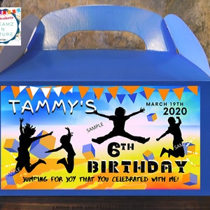Get in the ZONE ! Trampoline Birthday jUMP Party Goody Loot Boxes Favors