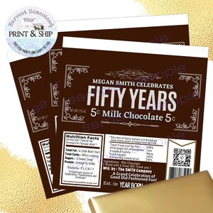 Birth Year Candy Bar Wrappers: Milestone Birthday Favors image 3