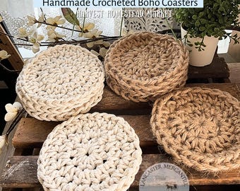 Handmade Crochet Boho Style, Drink, Coffee, Wine Glass Coasters