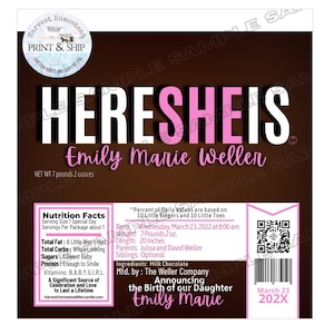 Personalized Birth Announcement, Sip and See, Candy Bar Wrappers: It's a Baby Boy, It's a Girl image 10