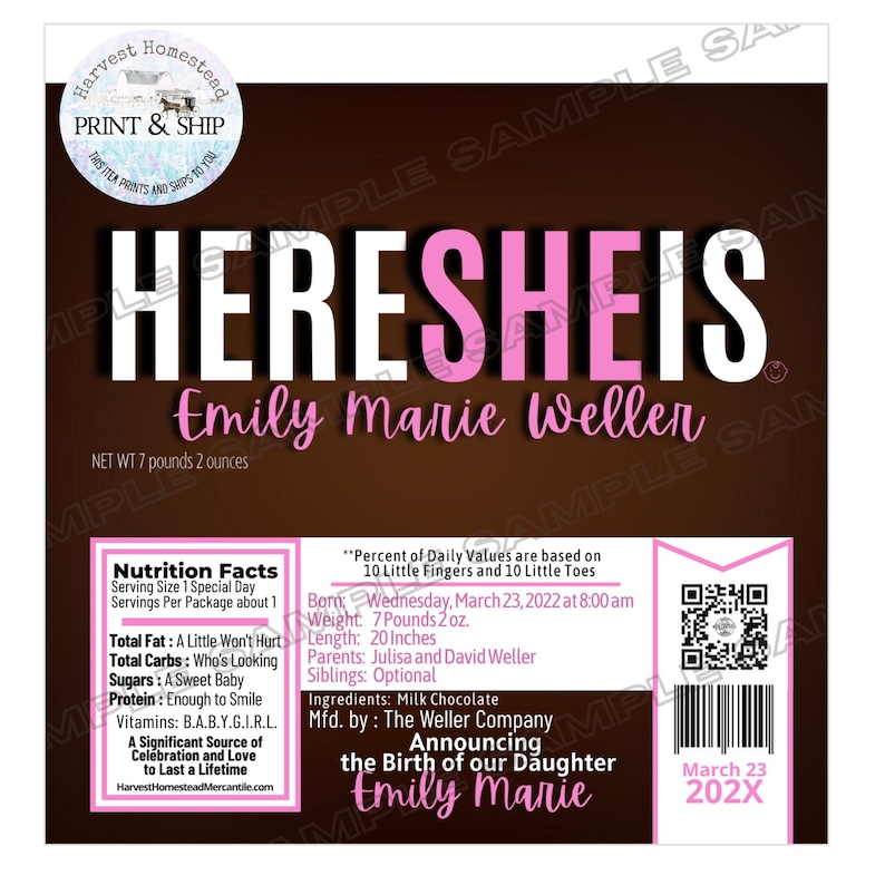 Personalized Birth Announcement, Sip and See, Candy Bar Wrappers: It's a Baby Boy, It's a Girl image 10
