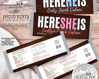 Birth Announcement Candy Bar Wrapper File (Digital PDF)