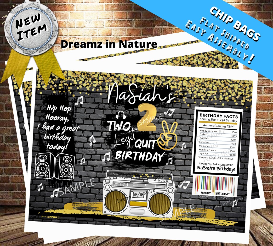 2 Legit Too Quit CHIP TREAT BAG Birthday Party Goody Bag Etsy