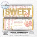 Sweet 16 Candy Bar Wrappers, Pink and Gold Birthday Favors (Hershey 1.55oz)