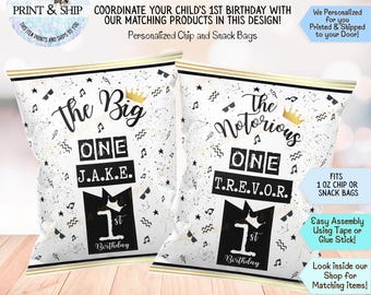 Big ONE Birthday Chip Bag: Gold Crown Party Favor