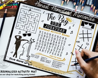 Big ONE, Notorious, Activity Placemat, First Birthday, 1st Birthday Party Games