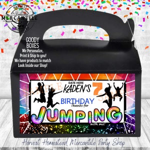 JUMPING Trampoline Birthday Party, Goody Box, Loot Boxes, Favors