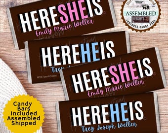 Personalized Assembled Chocolate Bar BIRTH Announcement, New Baby Gift