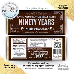 Birth Year Candy Bar Wrappers: Milestone Birthday Favors image 2