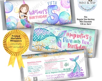 MERMAID Dive into Five and Mermaid Any Age Candy Bar Wrappers