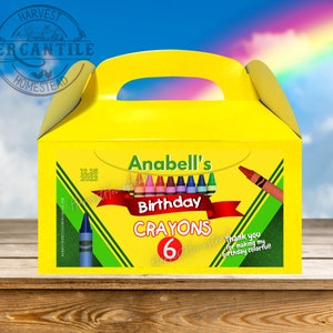 Crayon Birthday Colorful Party Goody Loot Boxes Favors, with PHOTO or Without