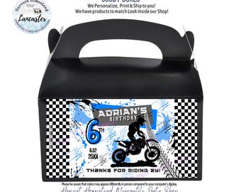 Motorcross, Dirt Bike Birthday Party Favor Boxes, Personalized Treat Boxes