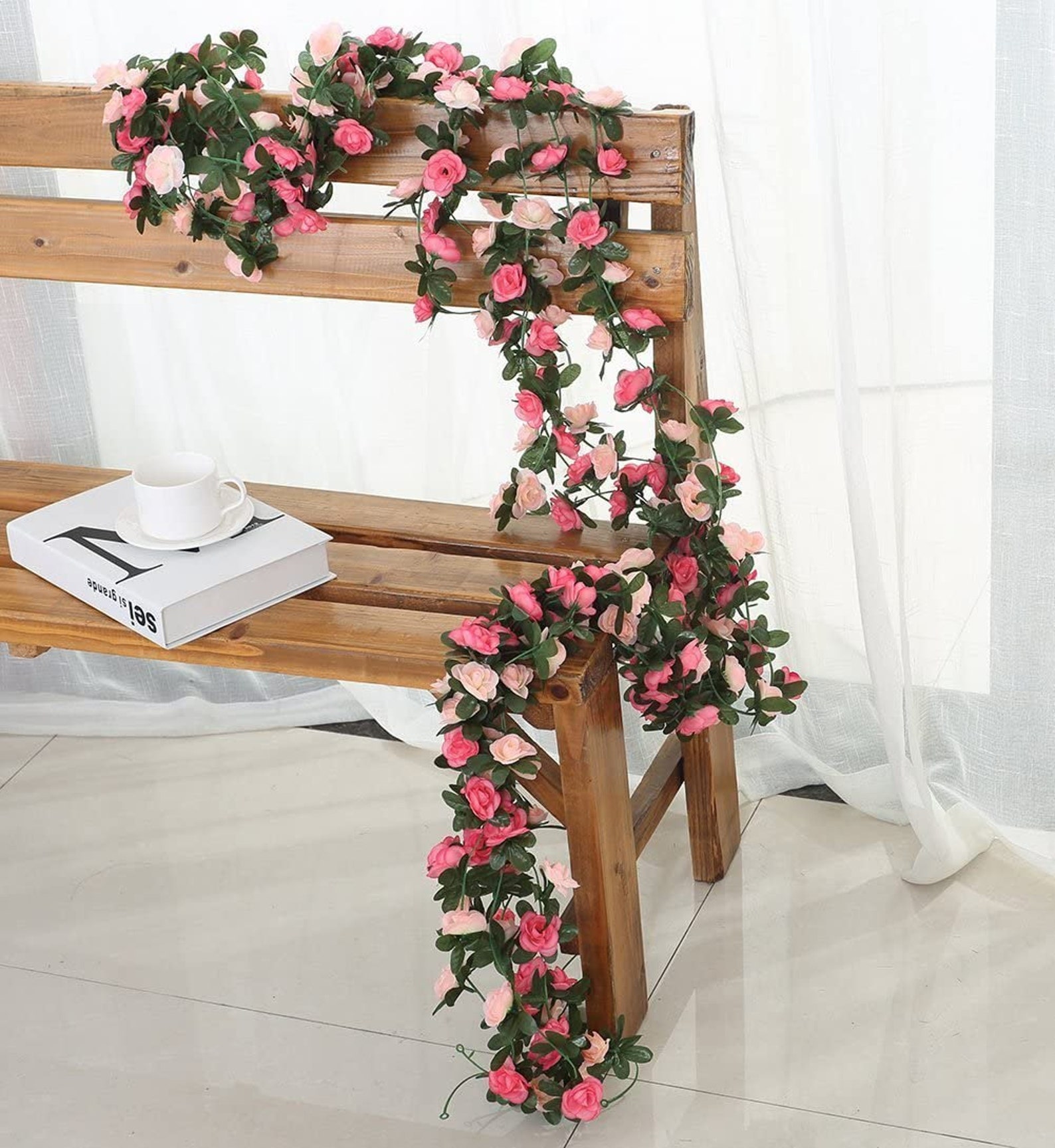 Pink Rose Vine Flowers Plants Artificial Flower Hanging Rose Etsy